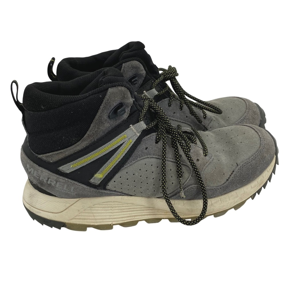 Merrell Wildwood Mid‎ Waterproof Mens Gray Suede Hiking Boots J068029 Size 9